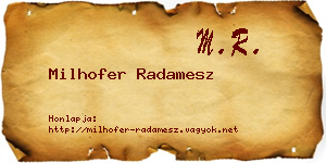 Milhofer Radamesz névjegykártya